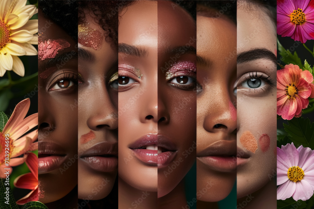 Diverse Beauty Faces Natural Makeup Collage Diverse Beauty Faces Natural Makeup Collage