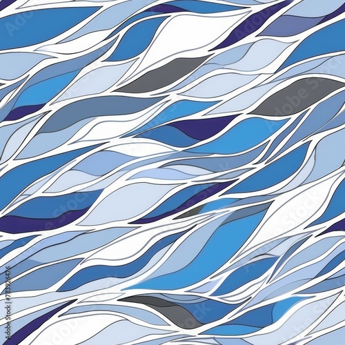 Abstract Blue and White Waves Pattern Design