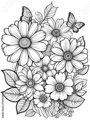 CUPCAKE COLORING PAGES flower cartoon children colouring drawing without colors white background  ai generated 