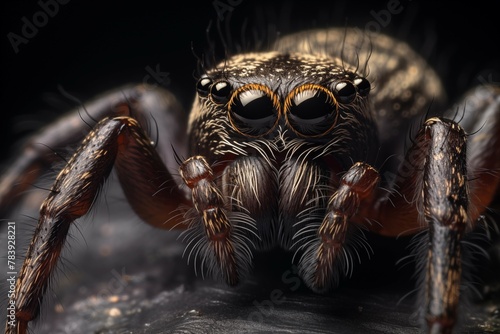 Close up photo of a spider Created with Generative AI technology.