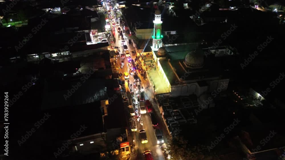 Aerial View of a Mosque in Downtown Gorontalo at Night
Aerial View of a Mosque in Downtown Gorontalo at Night