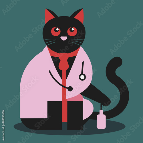 Doctor Cat Vector Illustration