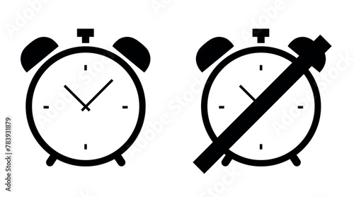 Alarm Clock Icon. Vector isolated black and white editable illustration of a clock