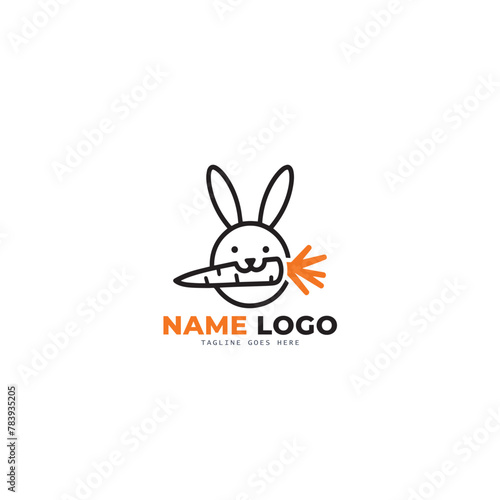 Rabbit minimal logo design vector 