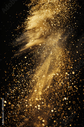 Luxurious Gold Glitter Explosion on Black Background