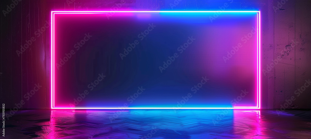 Vibrant Neon Rectangular Frame on Wall