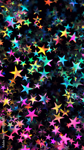 Glowing Neon Stars  Colorful Seamless Background
