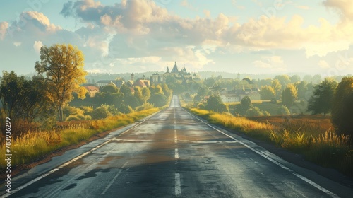 photorealistic highway on town background Generated with Ai tools