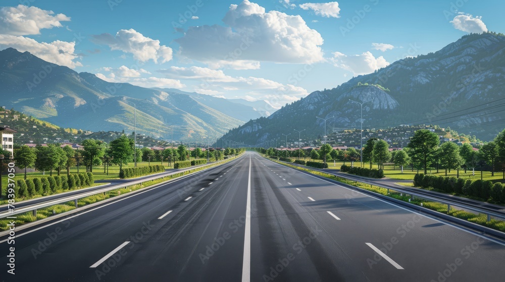 photorealistic highway on town background Generated with Ai tools photorealistic highway on town background Generated with Ai tools