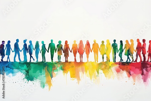 Individuals of all hues clasping hands with inclusivity. Generative Ai