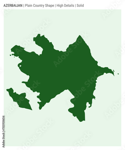 Azerbaijan plain country map. High details. Solid style. Shape of Azerbaijan. Vector illustration.