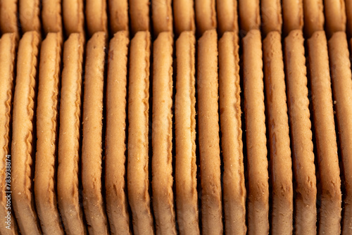 Close up of a stack of shortbread cookies as a background.