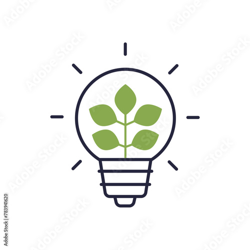 light bulb and plant icon, vector © nexusby