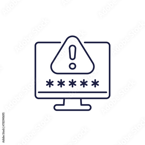 password warning line icon, vector