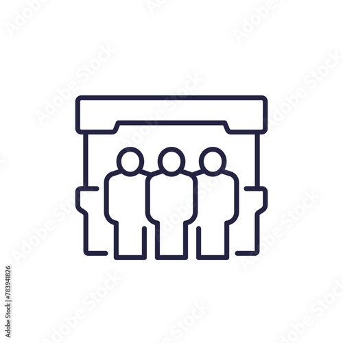 booth, exhibition stand line icon, vector
