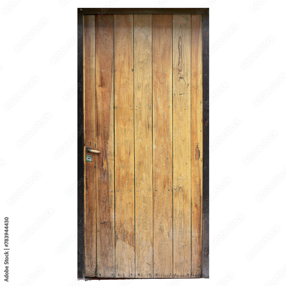 Vintage Weathered Wooden Door in Disrepair
