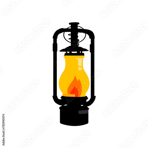 Mining kerosene lamp, old nat lamp - vector illustration photo