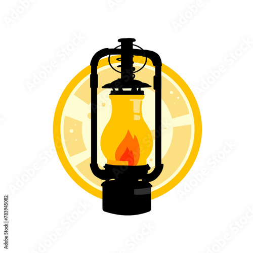 Mining kerosene lamp, old nat lamp - vector illustration