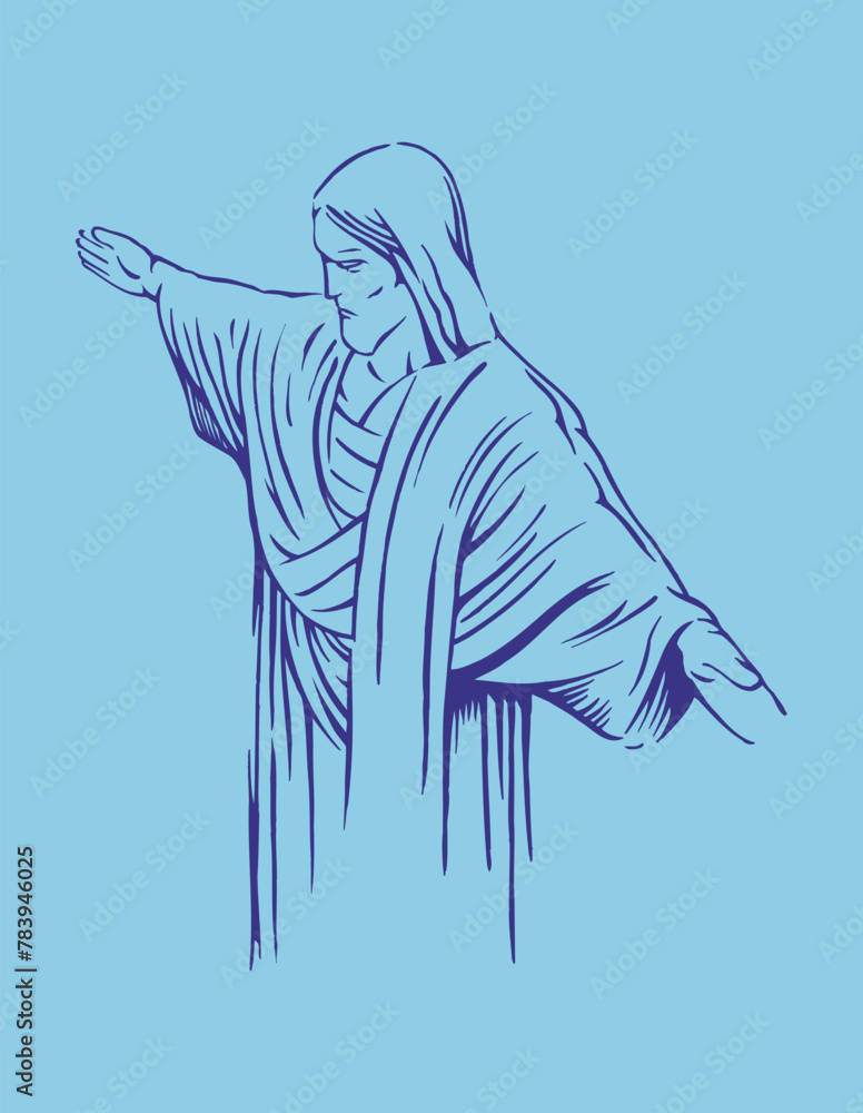 Vector illustration of Cristo Redentor in Rio de Janeiro, Brazil, in current times.