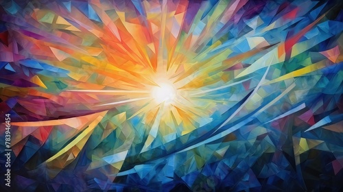 sun  in the cold of space. stained glass.  Abstract expressionism 
 photo