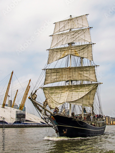 Canvas Print A Majestic, three-masted tall ship on the River Thames in the Greater London, UK