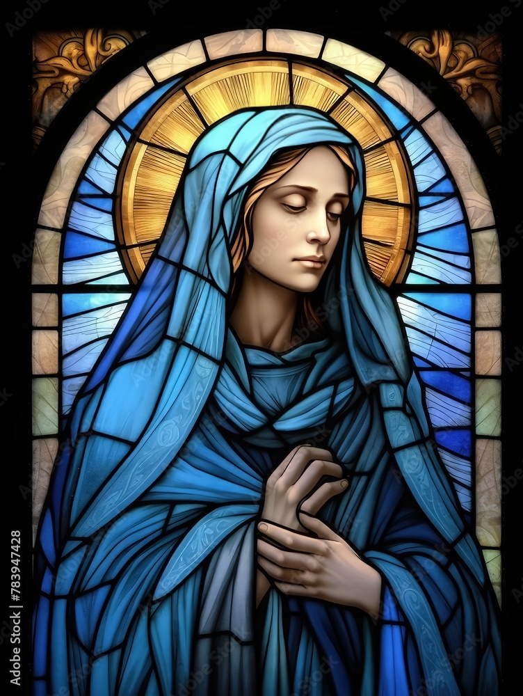 Virgin Mary Mother of Jesus, stained glass
