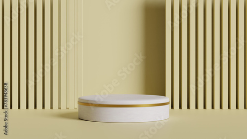 a white box with a gold stripe on it