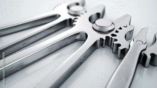 Set of wrenches with metallic finish. Tools and mechanics concept