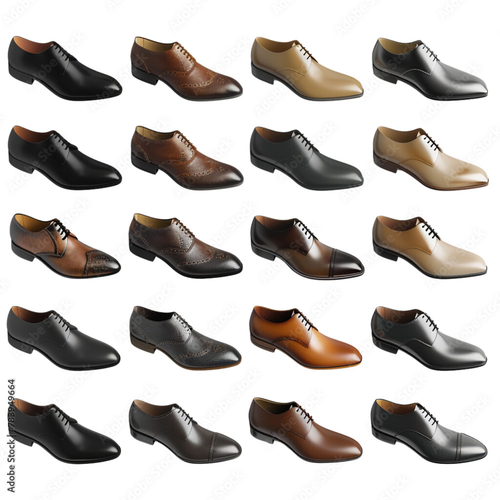 Men's shoes, transparent background, the beauty of the material and the elegance of wearing Men's shoes, transparent background, the beauty of the material and the elegance of wearing
