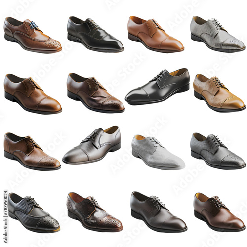 Men's shoes, transparent background, the beauty of the material and the elegance of wearing