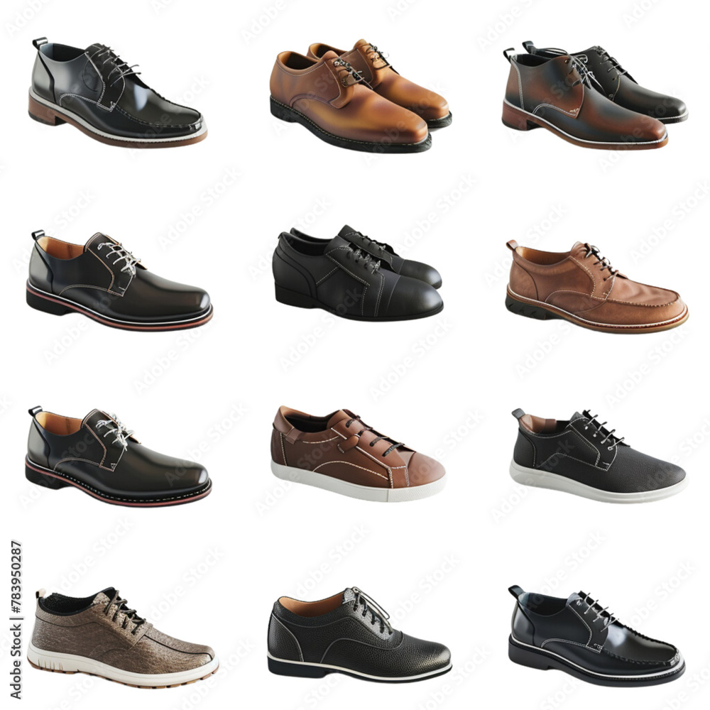 Men's shoes, transparent background, the beauty of the material and the elegance of wearing Men's shoes, transparent background, the beauty of the material and the elegance of wearing