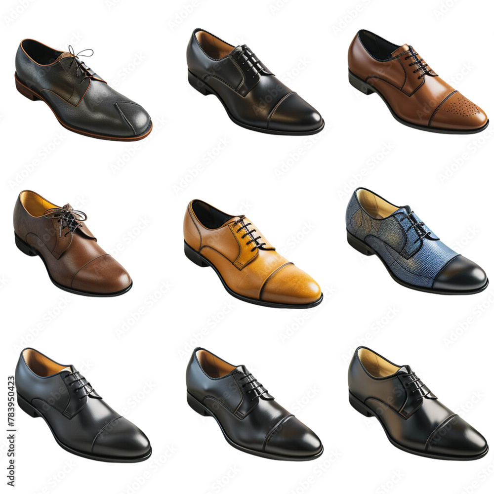 Men's shoes, transparent background, the beauty of the material and the elegance of wearing Men's shoes, transparent background, the beauty of the material and the elegance of wearing