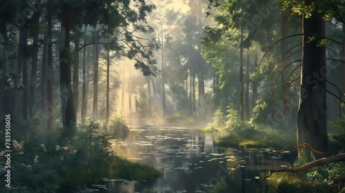 Dawn's Serenity: A Forest's Stillness #783950606