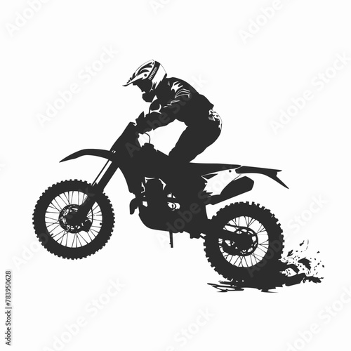 off-road Motocross Dirtbike black silhouette vector.