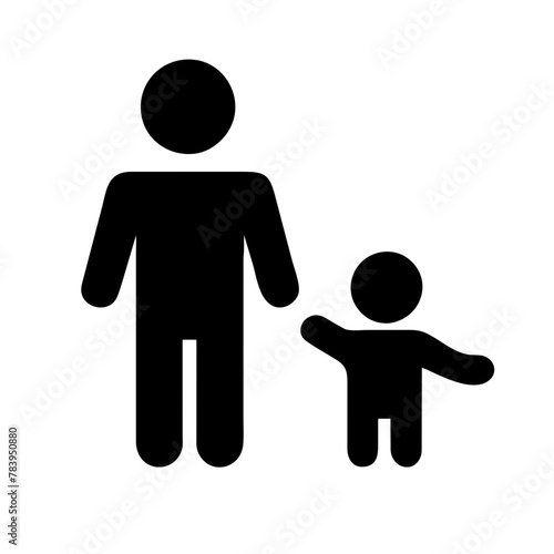 Father and child icon vector graphics element silhouette sign symbol illustration on a Transparent Background