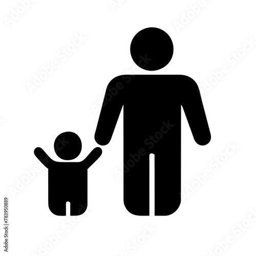 Father and child icon vector graphics element silhouette sign symbol illustration on a Transparent Background