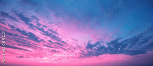 Colorful cloudy sky at sunset. Gradient color. Sky texture. Abstract nature background. Horizontal banner © vvvita