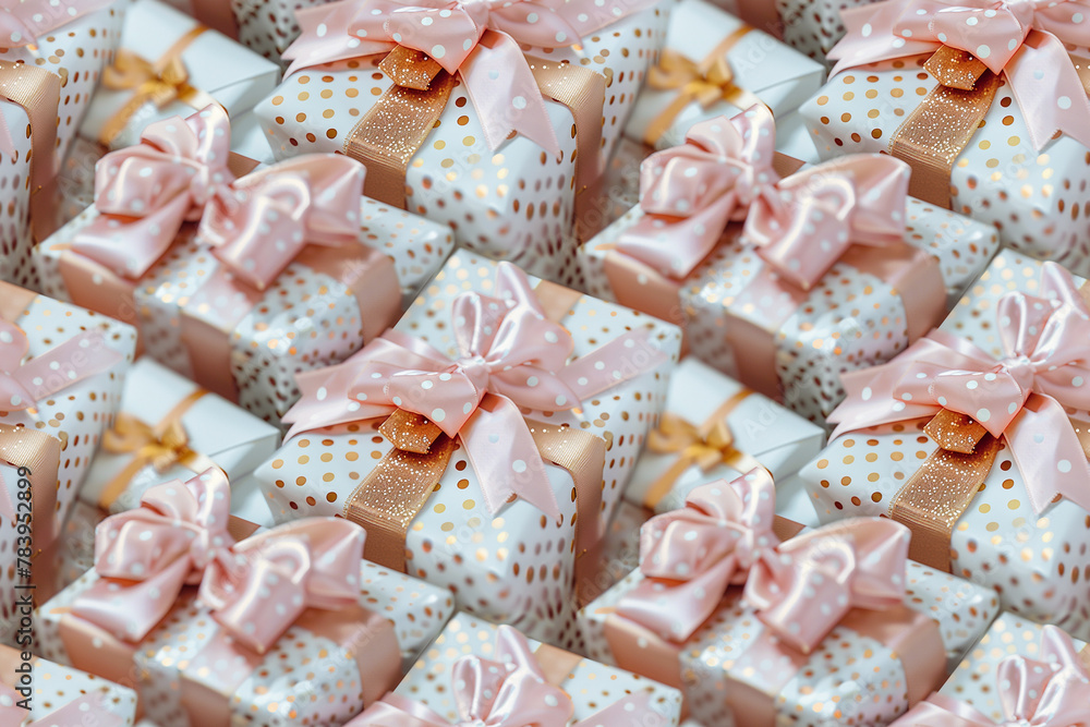Stacked gift boxes with polka dot pattern Stacked gift boxes with polka dot pattern