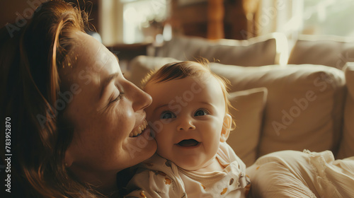 Homely Bliss: Mother's Love and Baby's Laughter