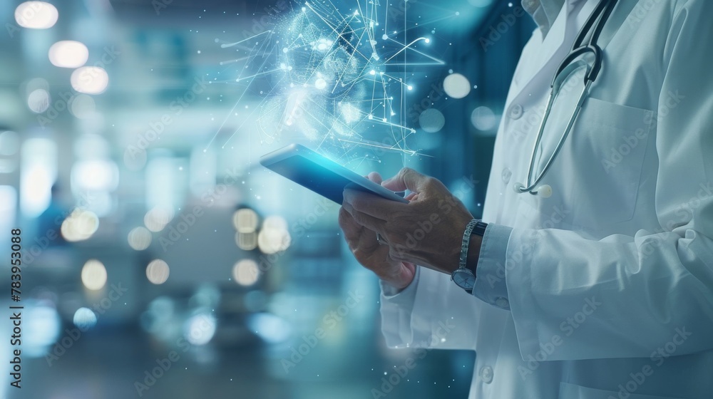 Doctor with Futuristic Digital Device Doctor with Futuristic Digital Device