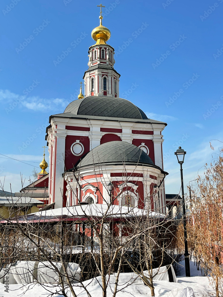 The Church of Metropolitan Alexy beyond Yauza in the spring. Moscow