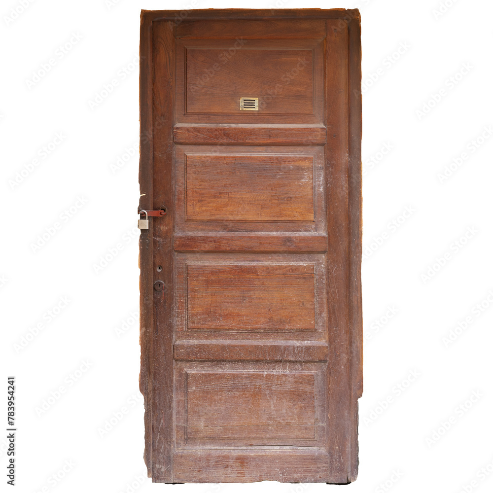 Vintage Weathered Wooden Door in Disrepair
