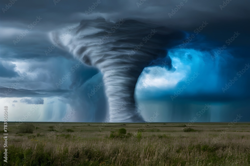 Destructive tornado funnel, natural disaster cataclysm