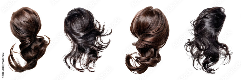 Set of hair isolated on a transparent background. PNG.