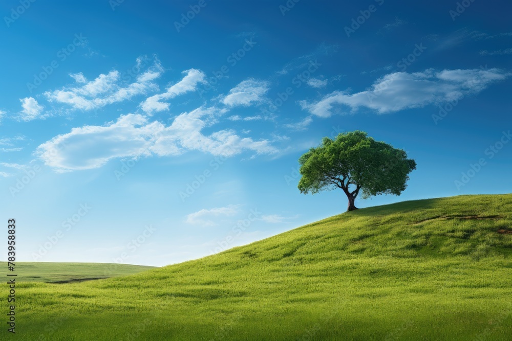 landscape of trees on green hills, wide stretches of savanna