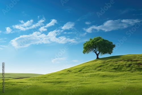 landscape of trees on green hills, wide stretches of savanna