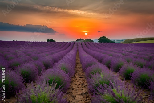 Lavender field sunset landscape near Valensole, Provence, France © Muhammad Ishaq