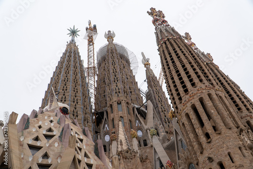 Sagrada familia in Barcelona during a cloudy day