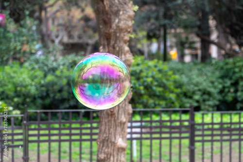 Soap Bubbles by a street artist in a parc in Barcelona