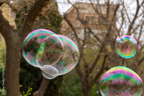 Soap Bubbles by a street artist in a parc in Barcelona